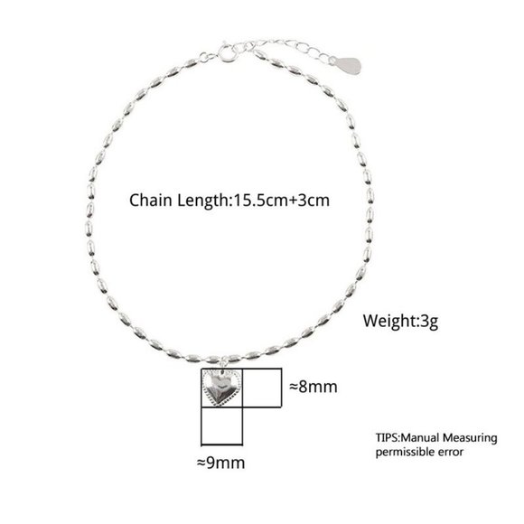 *NEW 925 Sterling Silver Simple Heart Bracelet